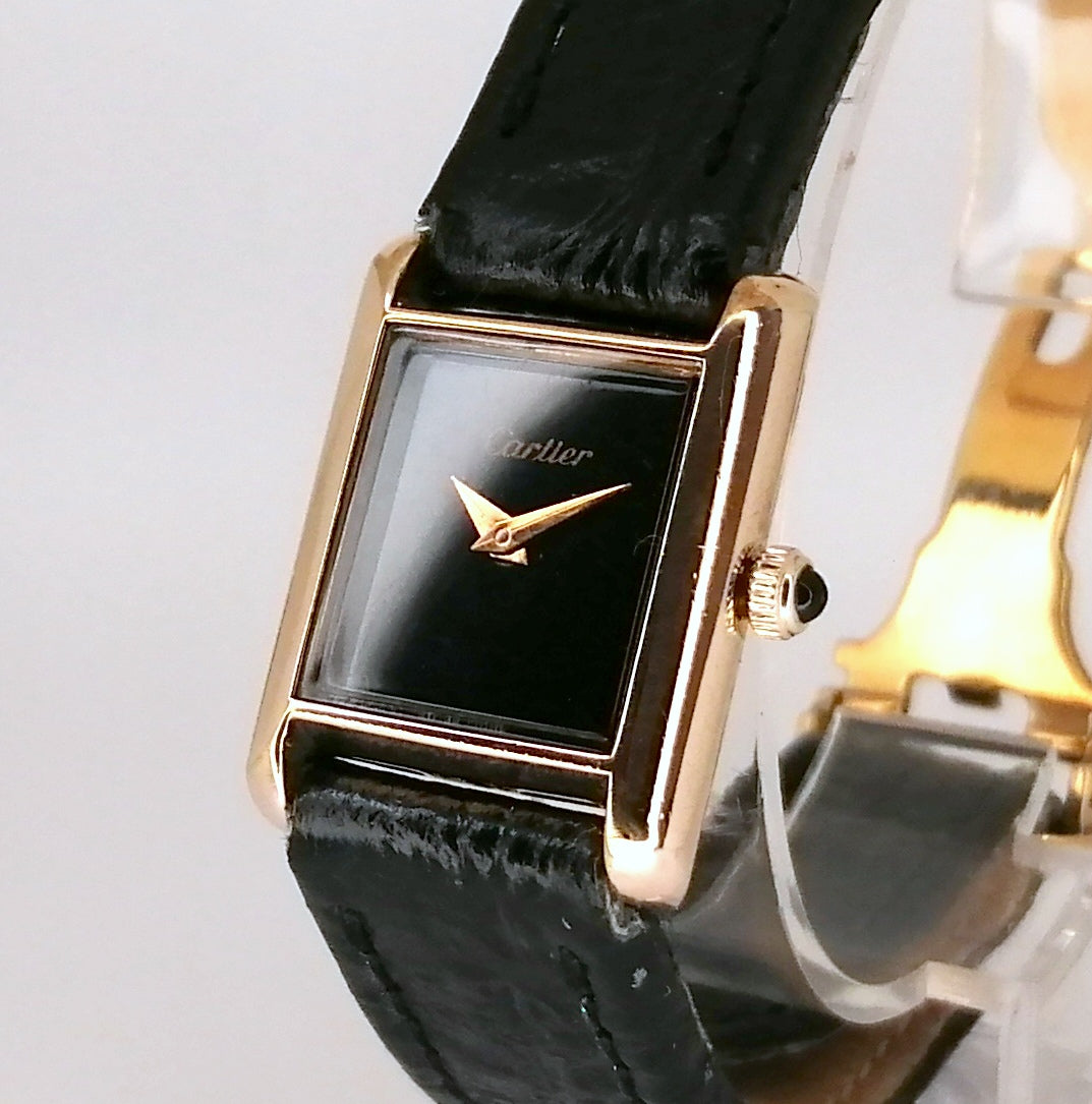 Cartier Tank Black 18K Electroplated 21mm X 28mm Hand winding Serviced