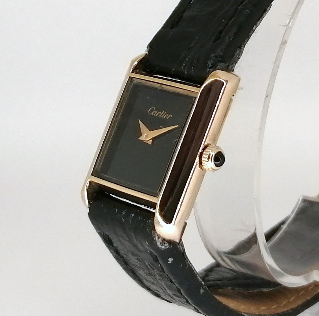 Cartier Tank Black 18K Electroplated 21mm X 28mm Hand winding Serviced