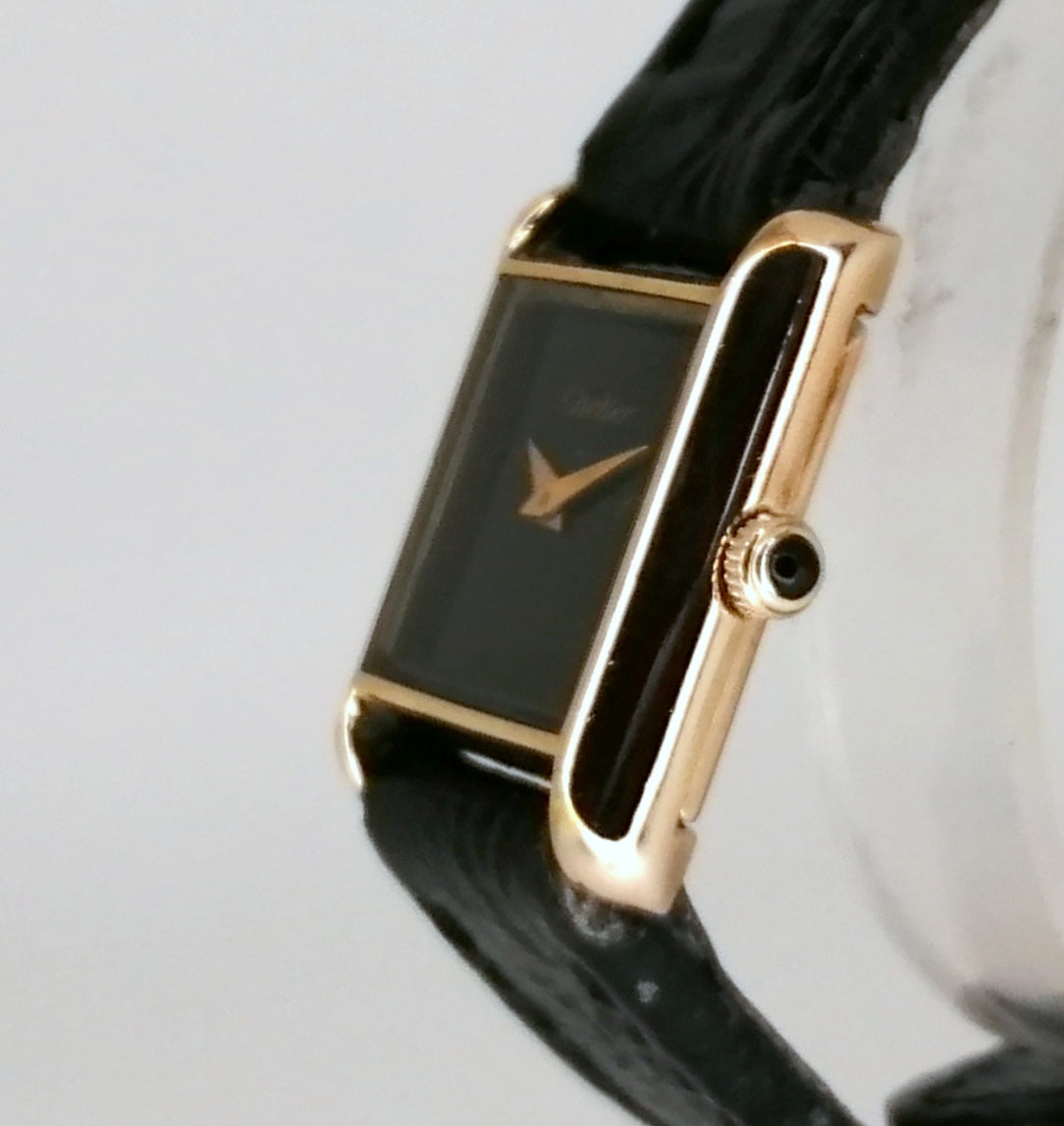 Cartier Tank Black 18K Electroplated 21mm X 28mm Hand winding Serviced